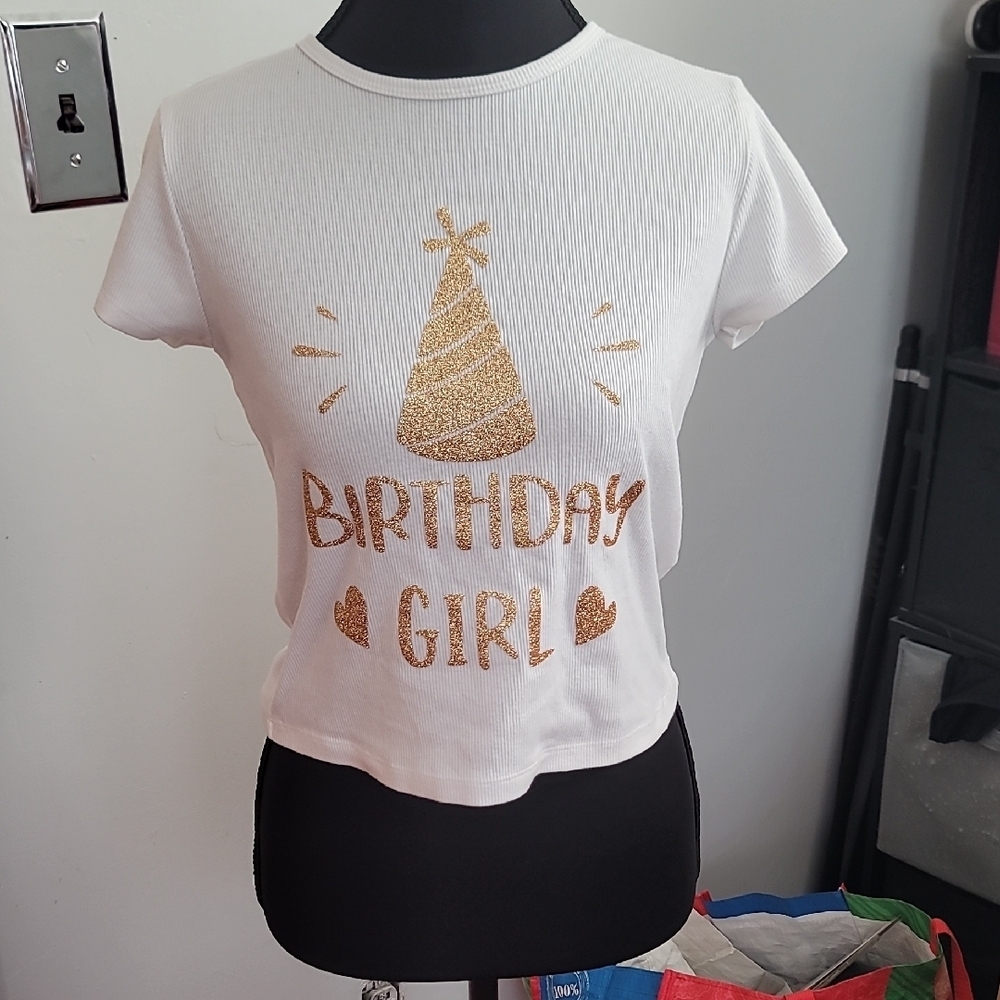 Wild Fable White Tee with Gold Birthday Design